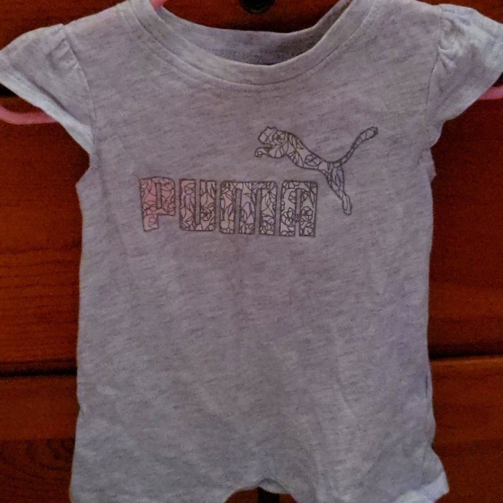 Grey puma shorts onesie